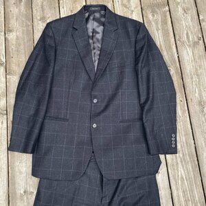 Vintage 90s Cashmere Wool Lauren Ralph Lauren Striped Suit Jacket 42R Pants 36R